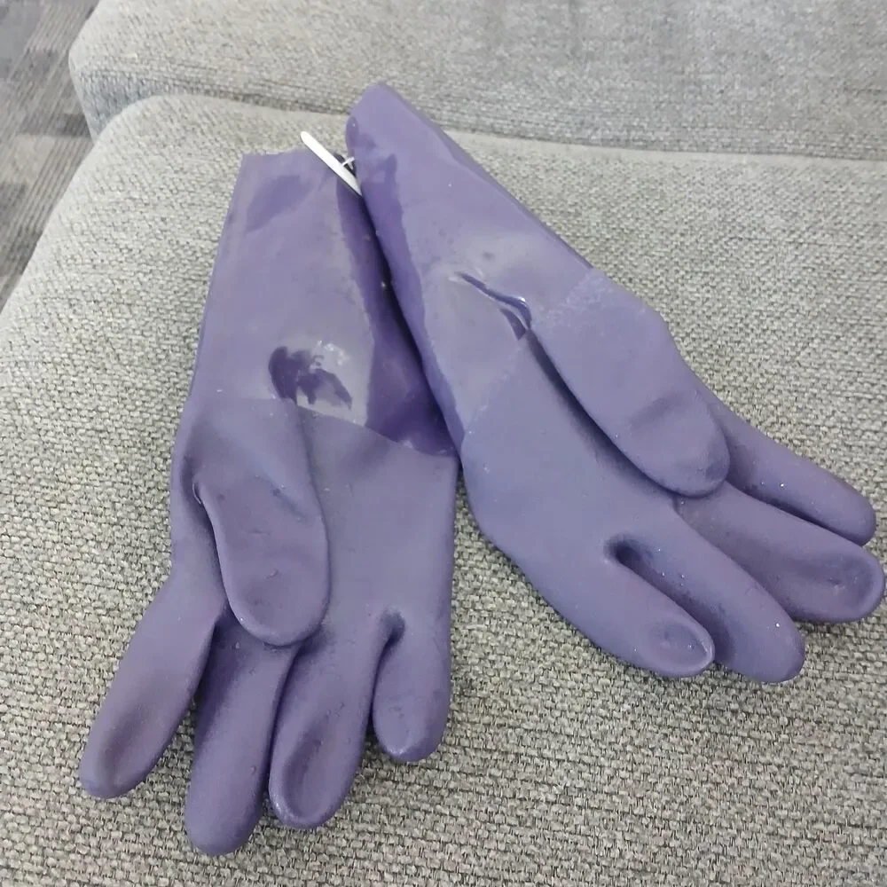 Vtg NOS Brawny Purple Work Gloves Deadstock Garden Cotton Lined  L/XL